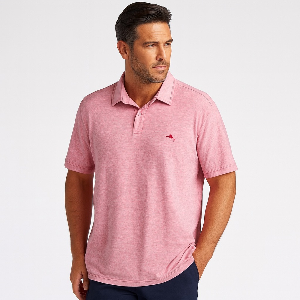 Tommy Bahama Polo Shirt Size Large Pink Striped Preppy Golf Casual Classic